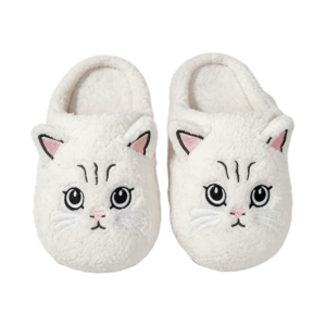 FUNG Fluffy Texture Plush Slippers Cartoon Cat Non-Slip Sole Women Men Slipper Lovely Style Lovely Autumn Winter Slippers Autumn Winter Season