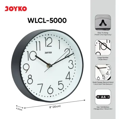 Jam Dinding JOYKO Sweep Movement WLCL-5000 / Wall Clock Elegan Premium QUARTZ