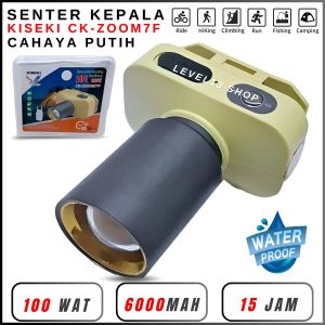 Senter Kepala KISEKI CK-ZOOM 8/ZOM9F/Zom7f 100Wat 4000 Mah Cahaya Putih Super Terang Tahan Lama Dan Tahan Air