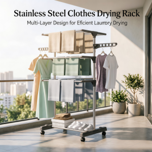 Foldable Standing Laundry Rack – Winged Indoor Outdoor Clothes Hanger