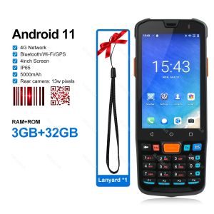 Android 11 Handheld Terminal Data Collector with 1D/2D Barcode Scanner Reader 4.0inch Screen with Lanyard 4G WIFI for Warehouse