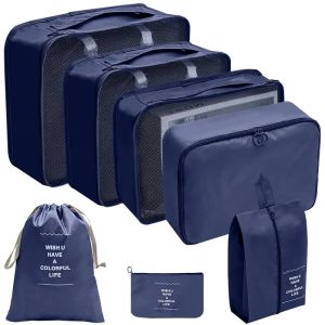 【NEW A 】7Pcs/Set Travel Organizer Storage Bags Suitcase Packing Cubes Cases Portable Wardrobe Luggage Traveling Essentials
