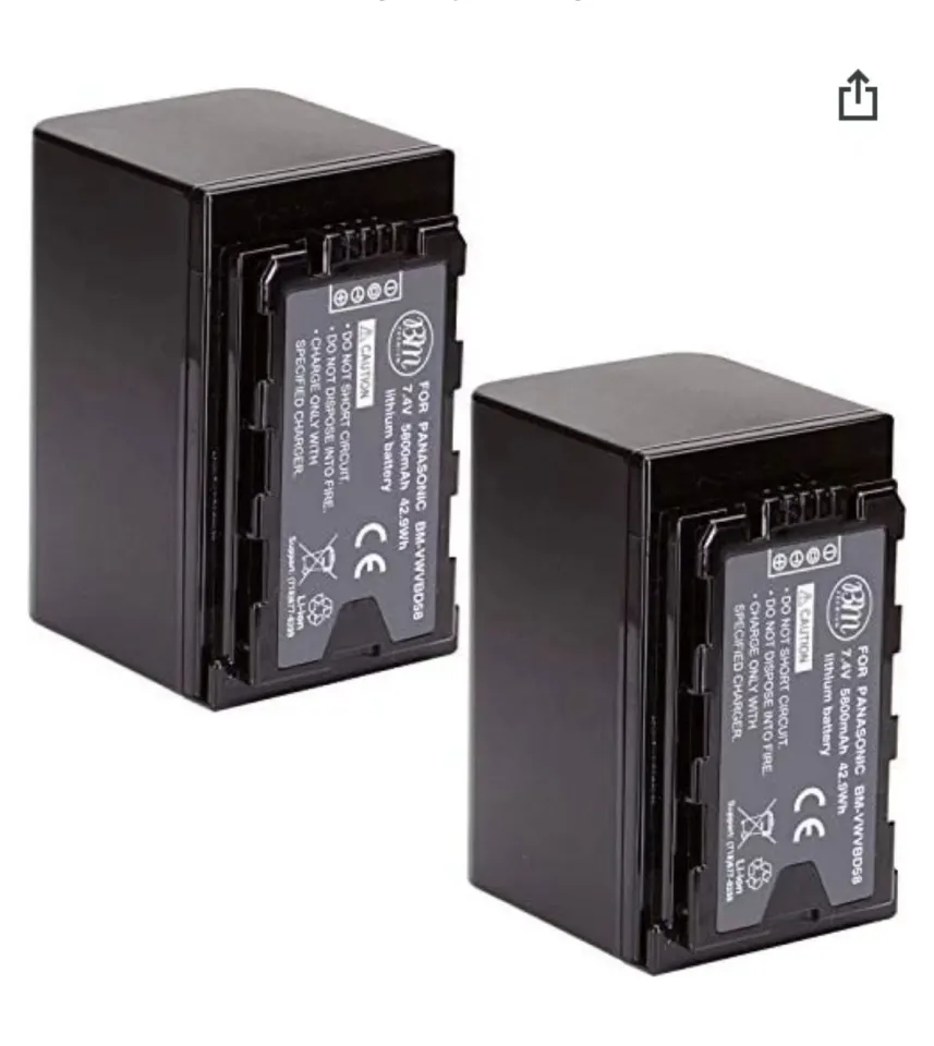 Panasonic Battery VW-VBD58 VBD58 VBD29 VBD78 AG-VBR59 for HPX260MC HPX265MC  PX270 PX285MC Cameras