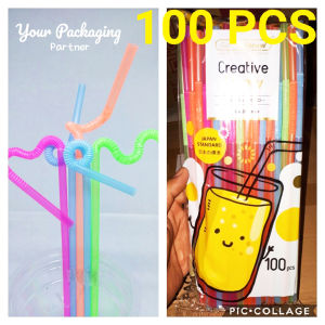 Isi 100 pcs Fun Straw / Sedotan Ulir / Spiral / Funky