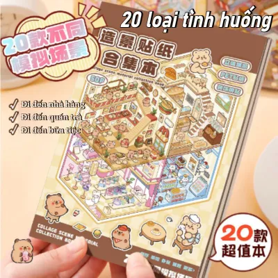 JACIRCLE Sticker 3D phong cảnh dễ thương chống nước cho bé gái trang trí album ảnh sổ tay văn phòng phẩm DIY quà tặng sáng tạo dán trang truyện