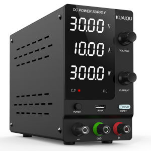 KUAIQU Switching DC Power Supply 30V 10A Adjustable Lab Voltage Regulator Switched Source 60V 78V 100V 120V 3A 5A Bench Power Supply with Output Switch USB 5V 2A for Phone Repair electroplating charging tattoos etc