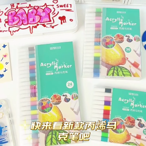 12/24/36 Color Acrylic Marker Waterproof Acrylic Pen Fibre Tip Acrylic Marker Pen for Painting on Paper Stone