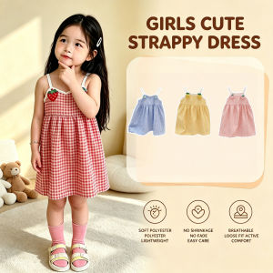 【local Stock】Strap Dress For Kids Made Of High-quality Polyester Material Loose And Quick Drying Suitable For Babies To Play And Prevent Sweating And Catching Cold