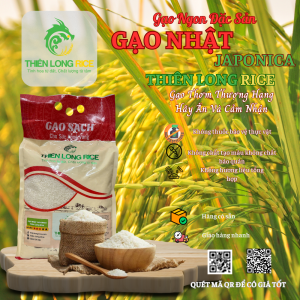 Gạo Nhật Japonica Thiên Long Rice 5kg - Dẻo nhiều mềm ngon - Gạo nấu SuShi gạo cho Cơm Trộn - Cơm Thường