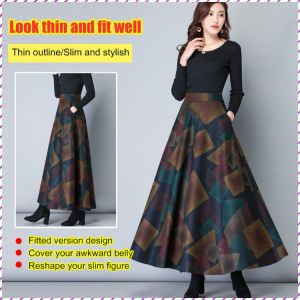 Long Skirt Swing Casual Noble Atmosphere Skirt Hidden Side Pockets Fashionable and Elegant Style