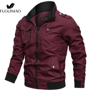 FUGUINIAO Bomber Jacket Men Fashion Casual Windbreaker Jacket Coat Men New Hot Outwear Stand Slim Military Jacket Mens