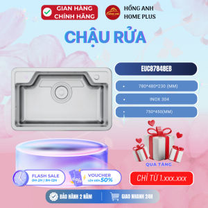 Chậu rửa bát chống xước Eurogold EUC87848EB inox SUS 304 Premium dập liền khối lắp âm bàn bếp
