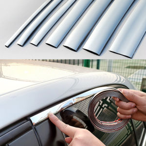 3 Meters Car Door Protector Stickers Chrome Moulding Trim Strip Bumper Grill Car Anti-Collision Tape Door Edge Guard Plate Bright Sticker