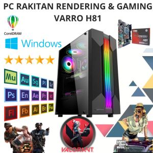 CPU PC KOMPUTER RENDERING / GAMING / EDITING CORE i7-4790 MB H81 VARRO RAM 16GB NVME 256GB VGA GTX 4GB 128BIT