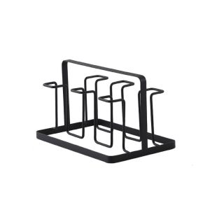DIVATEN Black Cup Drying Rack Iron Rust Resistant Hanging Cup Holder Space Saving Glass Cup Rack Kitchen Storage
