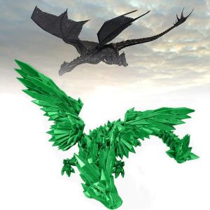 CEMOMEF Crystal 3D Printed Crystal Dragon with Wings Rotatable 3D Articulated Dragon Toys Movable Jointed Dragon Statue Colorful 3D Printed Dragon Autism