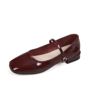 YOTO Vintage French-Inspired Mary Jane Loafers For Women Low-Cut Leather Ballet Pumps Doll Shoes
