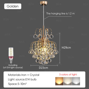 French Bedroom Bedside Pendant Light Corridor Entrance Crystal Lamp New Living Room Decorative Light
