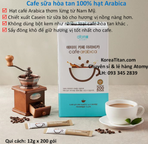 Cà phê sữa hoà tan từ hạt cafe 100% Arabica được sấy đông khô giữ nguyên hương vị thơm ngon độc đáo kết hợp casein từ sữa bò tươi đậm đà - Atomy Cafe Arabica 16g x 200 gói -  애터미 카페 아라비카 200T  Атоми Кофе Арабика 200 шт