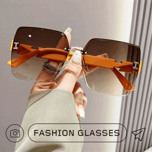Womens sunglasses twocolor gradient fashion rimless sunglasses driving special sunglasses