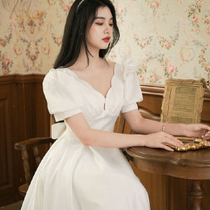 ELF TRIBE New Dinner Dress For Girls V Neck Short Sleeve Party Dress Wedding Formal Evening Gown Women