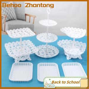 Behoo 1 2pcs Cake Stand Dishes Cupcake Snacks Plates Three-layer Creative Fruit Basket