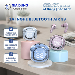 Tai Nghe Bluetooth Trong Suốt Air 39 Không Dây âm thanh hay bass mạnh pin sạc nhỏ gọn dễ mang theo