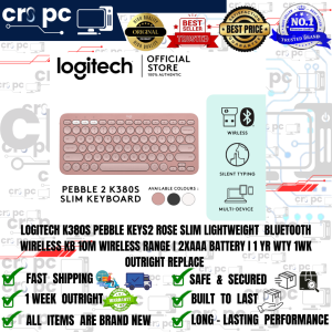 LOGITECH K380S PEBBLE KEYS2 ROSE SLIM LIGHTWEIGHT  BLUETOOTH WIRELESS KB 10M WIRELESS RANGE I 2XAAA BATTERY