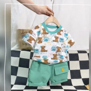 kyiibaby New western style baby children summer clothes handsome boy short sleeve two-piece set kybb031