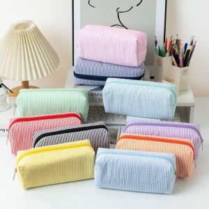 NOER Large Capacity Pen Bag Stripe Design Seersucker Pen Pouch High Quality Stationery Organizer Students