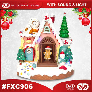 D&D FC906 Lighted Musical Donut Shop House w/ Moving Tree Christmas Decoration