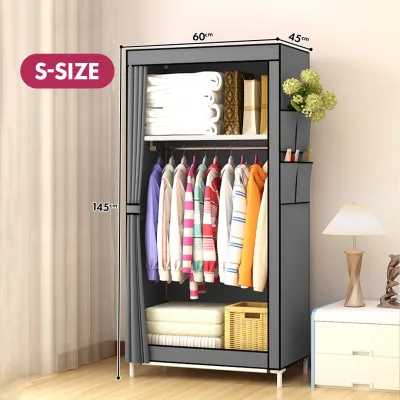 KENZZO Wardrobe S Size / Multifunctional Curtain Wardrobe / Almari Kain Zip / Organizer / Almari Baju / Zipped Wardrobe / Wardrobe Frame Only