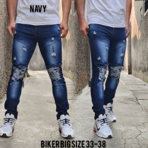 ANE COD- Celana Jeans Sobek Lutut Celana Jeans Biker Sobek Pria Terbaru Celana Panjang Pria Dewasa Kekinian Celana Jumbo Bog Size 33 34 35 36 37 38 Celana Jeans Biker Jumbo