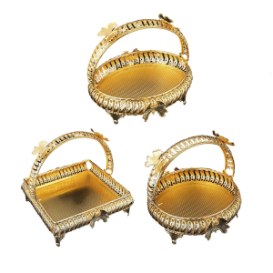 Elegant Metal Bowl 5L Storage Space Durable European Type Serving Tray Perfect For Family Gatherings Parties