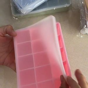 15/24 grids Silicone Ice Cube Maker Trays Baby Food Maker Mold Tray with Spill-Resistant Removable Lid