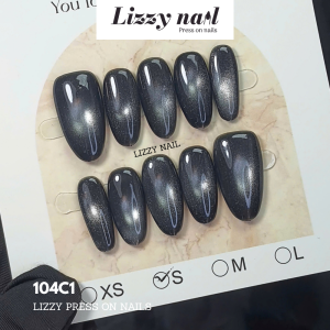 Lizzy Nail 104 | Nailbox Móng Úp Mắt Mèo Đen | Set 10 Móng Giả Press On Nails Dự Tiệc Đám Cưới Kỷ Yếu