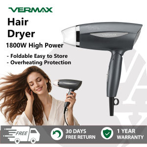 Vermax Professional Hair Dryer 1800W 3-Temps Electric Hair Blower Care Fast Negative Ionic care