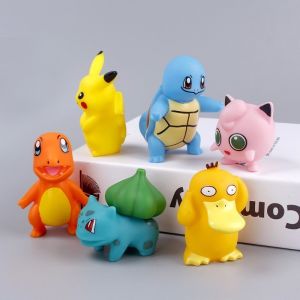 6Pcs/Set Anime Pokemon Figure Pikachu PVC Cake Car Decoration Ornaments Action Figure Model Toys Children Birthday Gifts