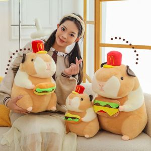 VERIDIAI Fluffy Hamburg Capybara Plush Toys With Hamburg 35cm Stuffed Capybara Doll Kids Accompany Dolls PP Cotton Simulation Capybara Toy Home Decor Gifts