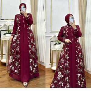 Gamis Wanita Terbaru Mewah Elegan Misela Dres Tille Garden Mix Ceruty Babydoll Apk Payet M L XL XXL Dress Kondangan Jumbo Seragaman Pernikahan