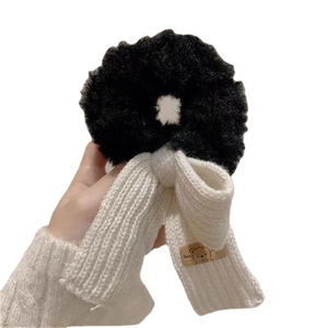 YAFEN New Scrunchie Women Warm Hair Scrunchies Winter Knit Hair Ties Bow Hair Bands Plush Elastic Band Hair Accessories