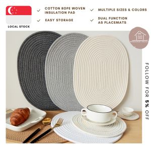 [SG STOCKS] Round Linen Table Bowl Placemat for Dining Table / Kitchen / Heat Insulation Placemat Pad / Non-Slip