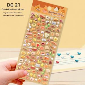 JOYNCLEON 3D dễ thương nhãn dán động vật thiết lập cho trẻ em-đáng yêu mèo chó Gấu trúc và bánh theo chủ đề trang trí nhãn dán phồng cho hàng thủ công và phần thưởng