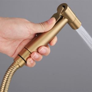 Biggers Brush Gold Color Stainless Steel Handheld Toilet Bidets Sprayer Set - 3pcs Shower Hose Shower Support