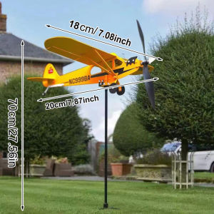 👍High Quality👍3D Wind Spinner Plane Metal Airplane Weather Vane Outdoor Roof Wind Direction Indicator WeatherVane Garden Decor