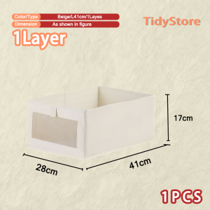 【TidyStore】READY STOCK Transparent visible cotton and linen storage box drawer-style clothing storage box fabric foldable storage box wardrobe organizer 收纳盒