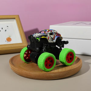 Police Car Toys Pull Back Four-wheel Drive Stunt Car Rotated with 360° ABS Material Stunt Off-road