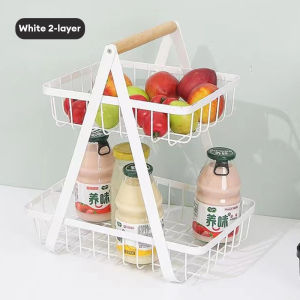 2-Tier Metal Fruit tray Fruit Basket Rak save space Fruits Vegetable Rack Bawang Bertingkat Home Organizer Kitchen Storage Rack 水果篮