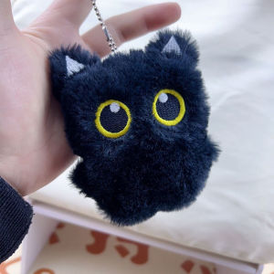 Cute Cartoon Punk Style Black Cat Pendant Keychain Couple Best Friend Birthday Gift Pendant Backpack Mobile Phone Decoration Punk Style Black Cat Keychain Cute Big Eye Cat Bag Charm Gift Creative Plush Little Black Cat Pendant Cute Fashion Cat Keychain
