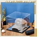 Barydat Clear Hat Display Case Acrylic Baseball Hat Display with Stainless Steel Risers Baseball Holder Stand Dustproof UV Protection Cabinet for Memorabilia Display. 